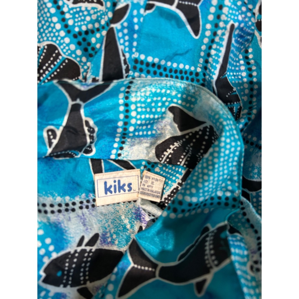 Blue Patterned Fish Print Zip-Front Jacket - Picture 4 of 4